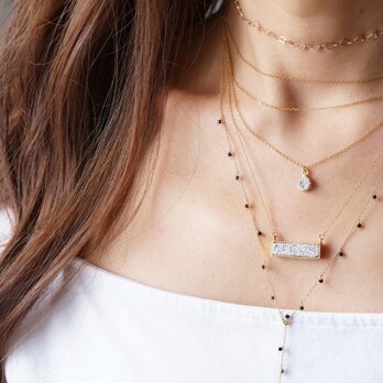 【14KGF】Necklace,Gemstone Silver Druzy Rectangle Barの画像