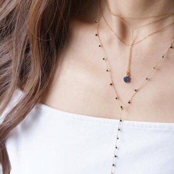 【14KGF】Lariat Y Choker Necklace,Gemstone,Tiny Druzyの画像