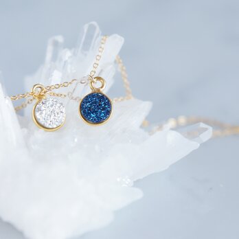 【14KGF】Necklace,Gemstone,Tiny Druzy[Silver/Royal Blue]の画像