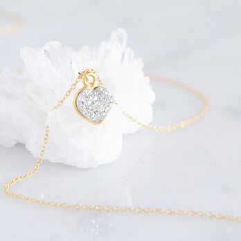 【14KGF】Necklace,Gemstone Silver Heart Druzyの画像