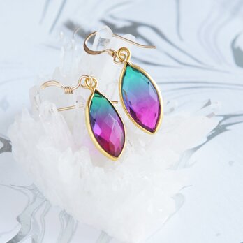 【14KGF】 Earrings,Aura Quartz,-Rose Pink&Green-/Purple&Green-の画像