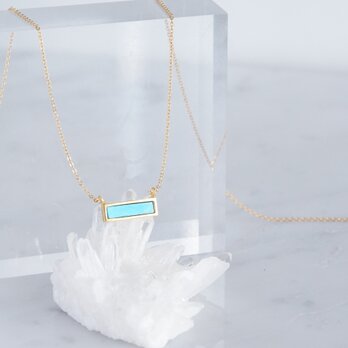 【14KGF】Necklace,Gemstone,Blue Turquoise Tiny Rectangle Barの画像