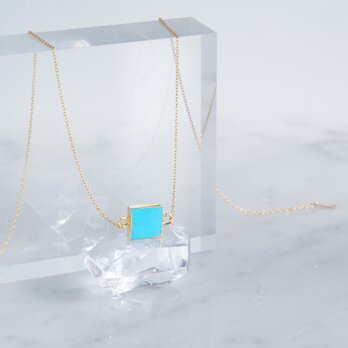 【14KGF】Necklace,Gemstone,Square Blue Turquoiseの画像