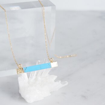 【14KGF】Necklace,Gemstone,Artistic Blue Turquoise Rectangle-の画像