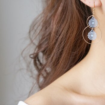 【14KGF】Double Hoop Earrings,French Filigreeの画像