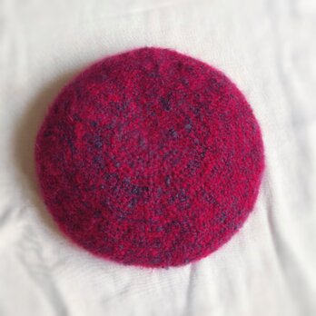 【チェリーピンク】モヘアのドーナツみたいなベレー帽の画像