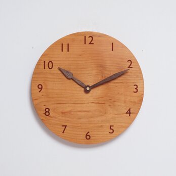 木製 掛け時計 丸型 桜材25の画像