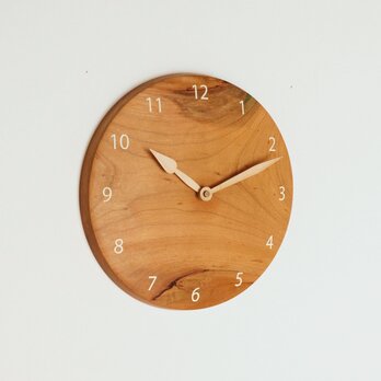 木製 掛け時計 丸型　桜材23の画像