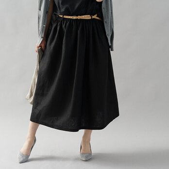 【リネンスカート】上質なリネンをたっぷり満喫  / ブラック s004b-bck2の画像