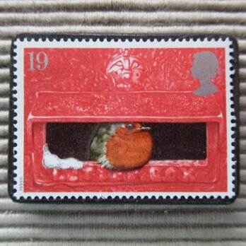 イギリス　クリスマス切手ブローチ 4507