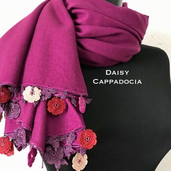 刺繍のお花つき　パシュミナストール　マリー　ローズ