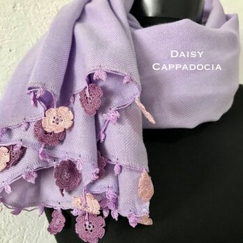刺繍のお花つき　パシュミナストール　マリー　ラベンダーの画像