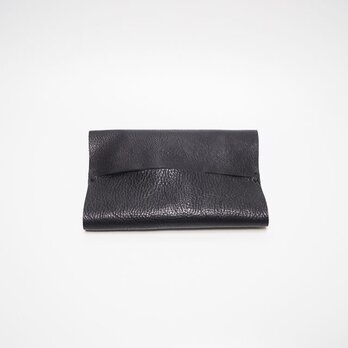 ポケットティッシュケース おしゃれ 革 レザー 手縫い かばんの中の整理に ブラックの画像