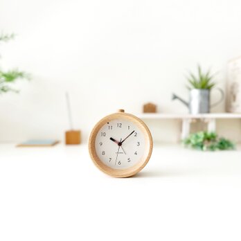 KATOMOKU alarm clock 6 ナチュラル km-89NA 目覚まし時計 木製 ライトの画像