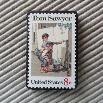 アメリカ　トムソーヤ切手ブローチ4526の画像