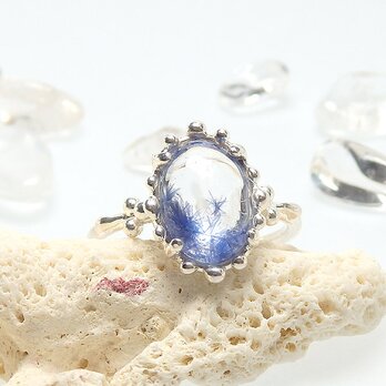 ～レアストーン！～　 デュモルチェライトインクォーツの粒飾りリング　11.5号