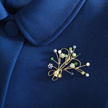 ブローチ・Bouquet（ブルー・グリーン）の画像