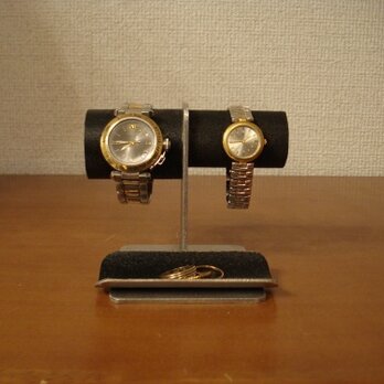 バレンタインデーに　左男性用、右女性用トレイ付きブラック腕時計スタンド　No.130226の画像