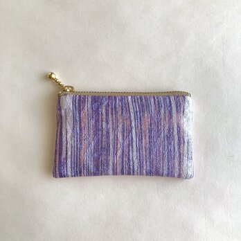 絹手染ミニポーチ（6.5cm×10.7cm 縦・渋紫/サーモンピンク）の画像