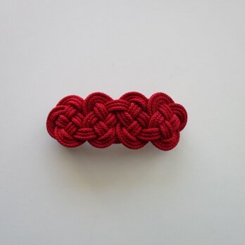 受注制作  ひもで結んだバレッタ　赤色