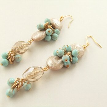 SALE　金具変更OK　Pierces or Earrings  ターコイズ　チェコ（P0848）の画像