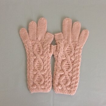 手袋アルパカ×ラムウール淡いピンク(M〜L)の画像