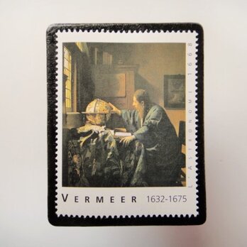 フランス　美術「フェルメール」切手ブローチ4596の画像