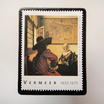 フランス　美術「フェルメール」切手ブローチ4597の画像
