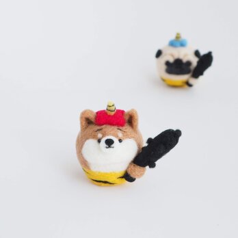 【受注製作】-節分コスプレ-まゆ柴犬おに(赤柴・黒柴・白柴)　羊毛フェルト