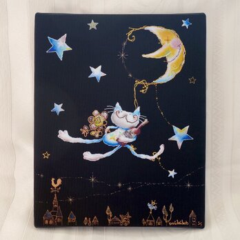 ジクレー版画・猫のエミリー☆お月さまのリフトの画像