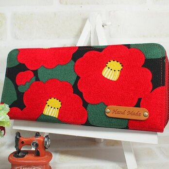 大きな花椿の長財布（スリムタイプ）の画像