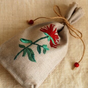 リネンのハーブ刺繍のサシェ〈ベルガモット〉の画像