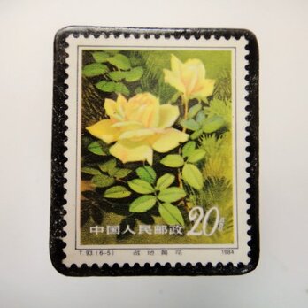 ★★★中国　薔薇切手ブローチ4620