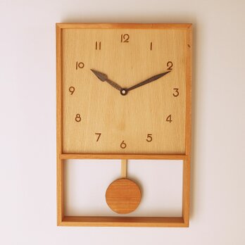 木製 箱型 振り子時計 ケヤキ材8の画像