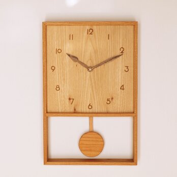 木製 箱型 振り子時計 ケヤキ材12の画像