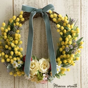 Spring Wreath ～Mimosa～ 23x25cmの画像