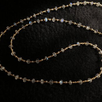 SV・K10 Blue moon stone・Pearl Long Necklaceの画像