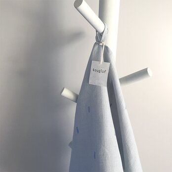 リネン手刺繍マルチクロスblue×blue