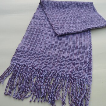 手織り ウール ラベンダー色 マフラー MUF117A パープル 薄紫の画像