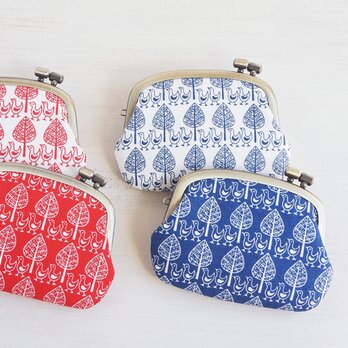 ■横ひねりのがま口コインケース / 小鳥柄ドイツコットン■ panier(k)