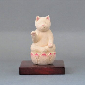木彫り　阿弥陀猫　猫仏1902の画像