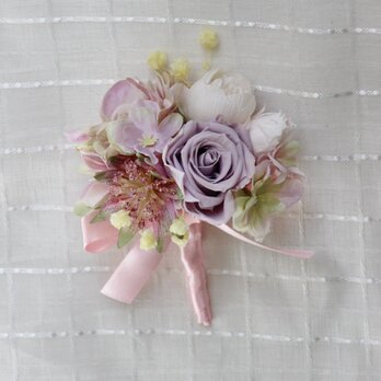 バラのコサージュ（ソフトライラック）