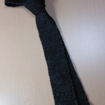 手織り ネクタイ NEC104A シルクツイード メンズ 黒系  個性的の画像