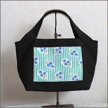 ヴィンテージクロスポケット お散歩バッグ『青いお花』