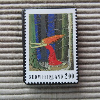フィンランド　童話切手ブローチ4671の画像