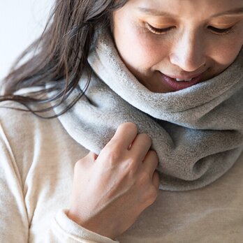 Organic Cotton Fur ヤク混グレージュ　ネックウォーマー【ビッグサイズ】