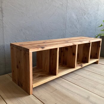 暖かな雰囲気の無垢材多目的シェルフ（小）　｜　TV台　｜本棚　