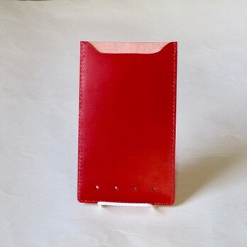 フリーケース 赤xピンク（iPhone 6s,7,8,X,Xs、お札、チケットetc.）の画像