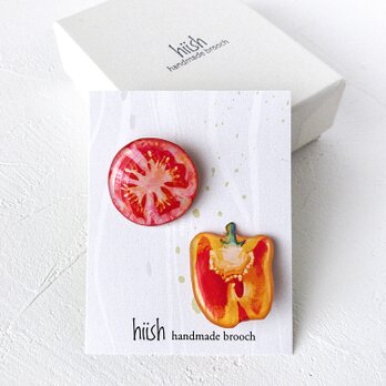 トマトとパプリカのブローチセット（ボックス入り）の画像