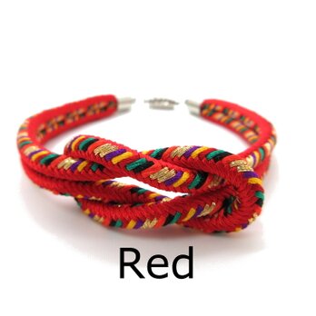 組み紐　くみひも　ブレスレット　ギフト　腕輪 マグネット(赤)の画像